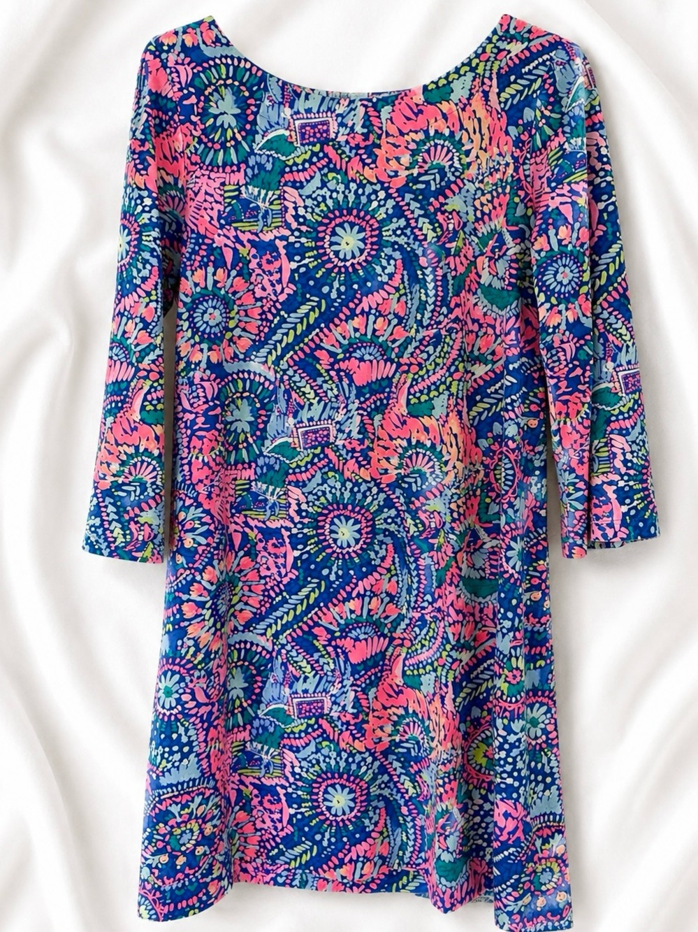 Lilly Pulitzer Multicolor Floral Print Shift Dress in Blue, Pink & Green